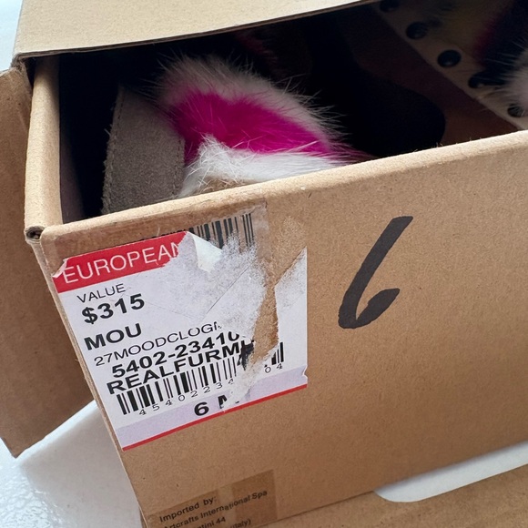 Mou Red and Pink Mules with Vibrant Fur Trim - Picture 9 of 11